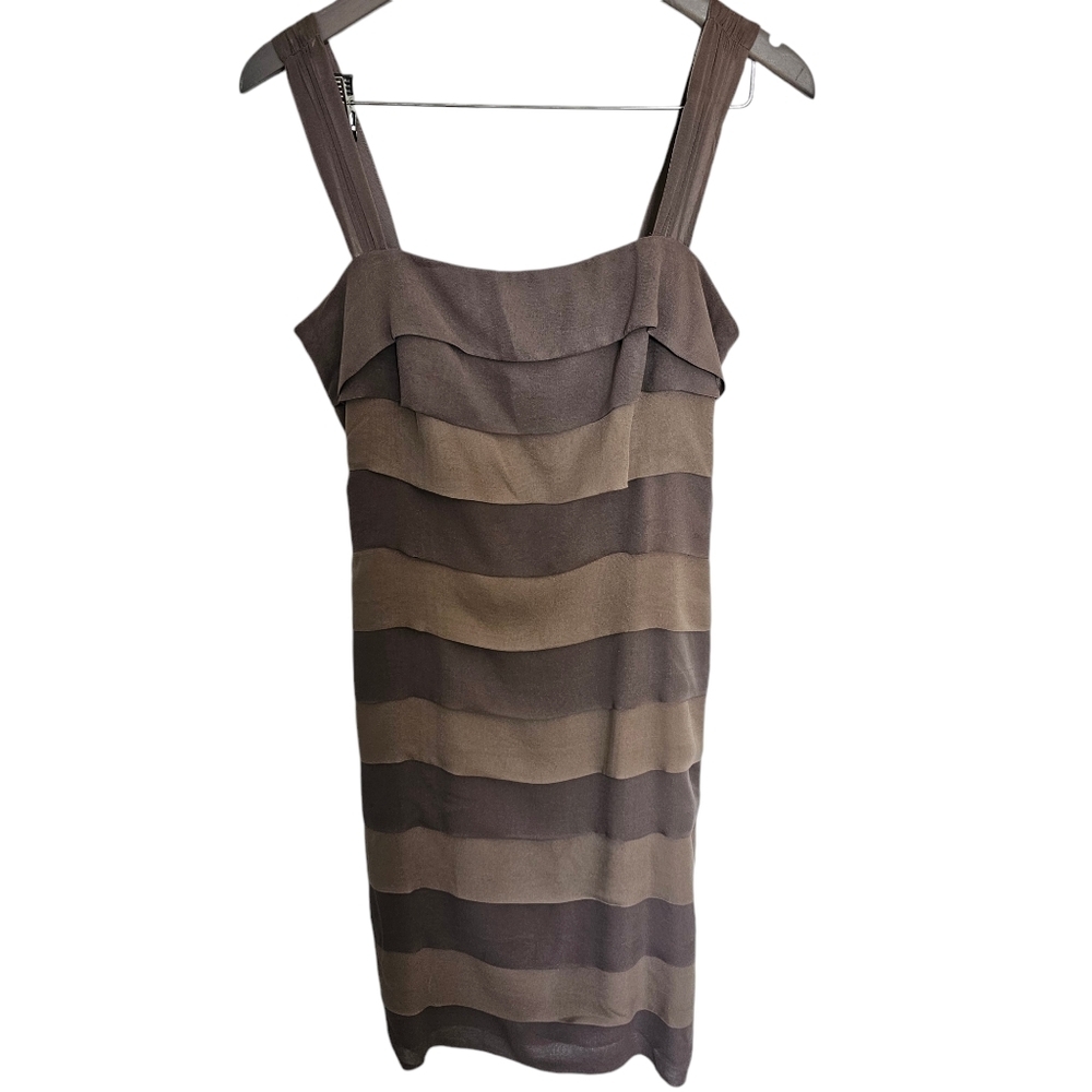 BODEN 100% SILK dress sleeveless two tone tiered cocktail party dress US 8 Strip